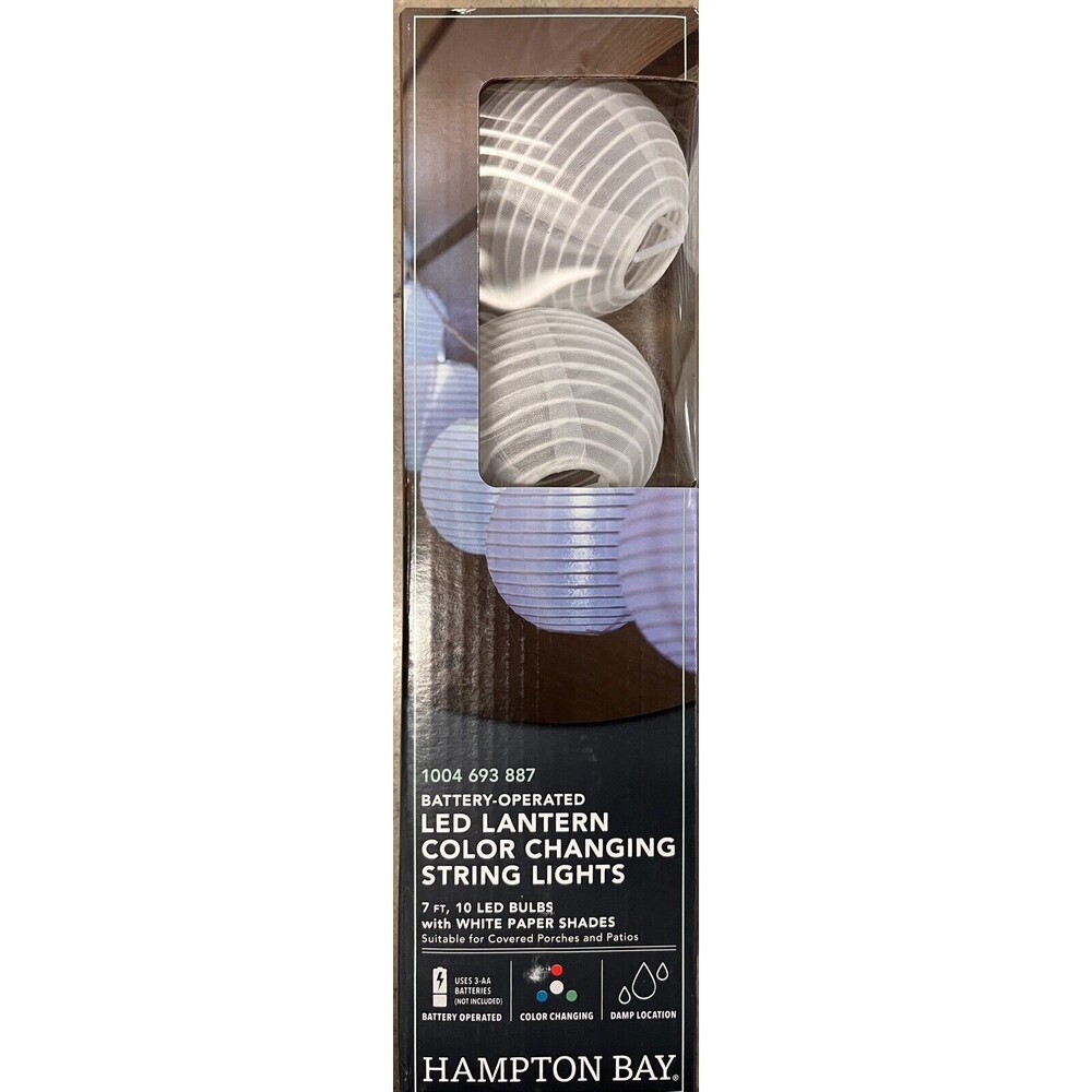 Hampton Bay Outdoor/Indoor 7' 10-Light Battery Powered Paper String Lantern